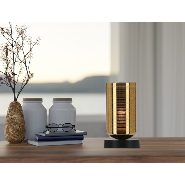 Must-kuldse klaasist varjuga laualamp (kõrgus 25 cm) Cox - Candellux Lighting-image-1