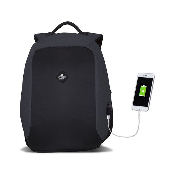 Tumehall-must USB-portiga seljakott My Valice SECRET Smart Bag - Myvalice-image-4