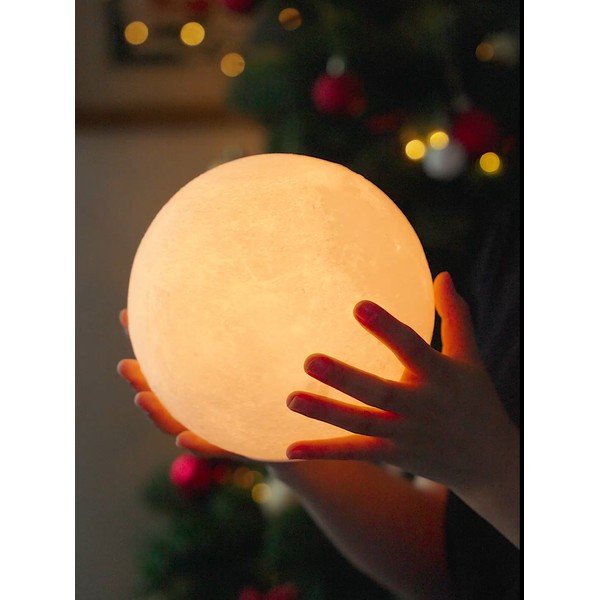 Tumepruun pähklipuidust LED laualamp (kõrgus 13 cm) Smart LunaSpin - Gingko-image-3