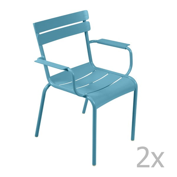 Sada 2 tyrkysových židlí s područkami Fermob Luxembourg