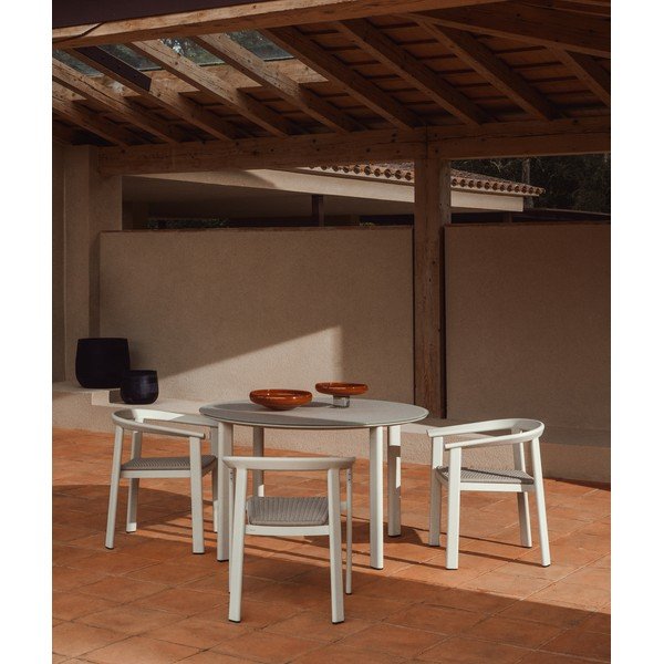 Ümmargune aiasöögilaud klaasist pealispinnaga ø 120 cm Erice - Kave Home-image-1