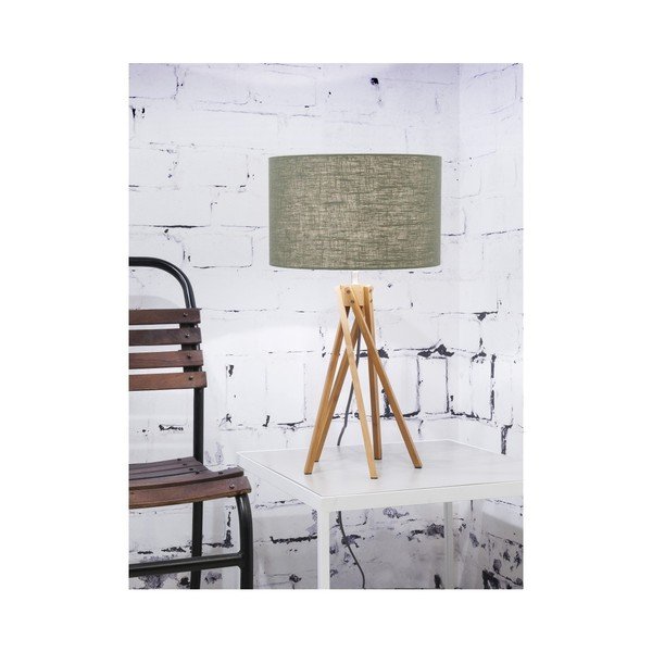 Rohelise varju ja bambusest konstruktsiooniga laualamp Kilimanjaro - Good&Mojo-image-1