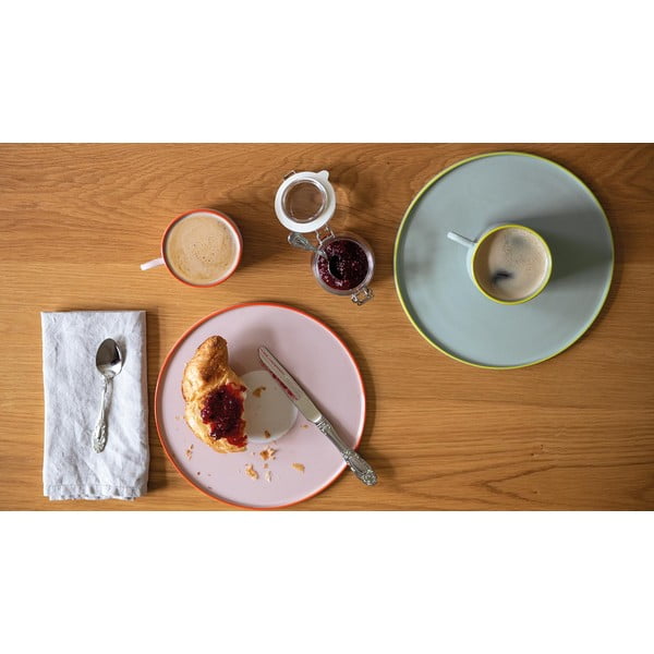 Komplekt roosa keraamiline tass ja taldrik, 250 ml Greta - Remember-image-1