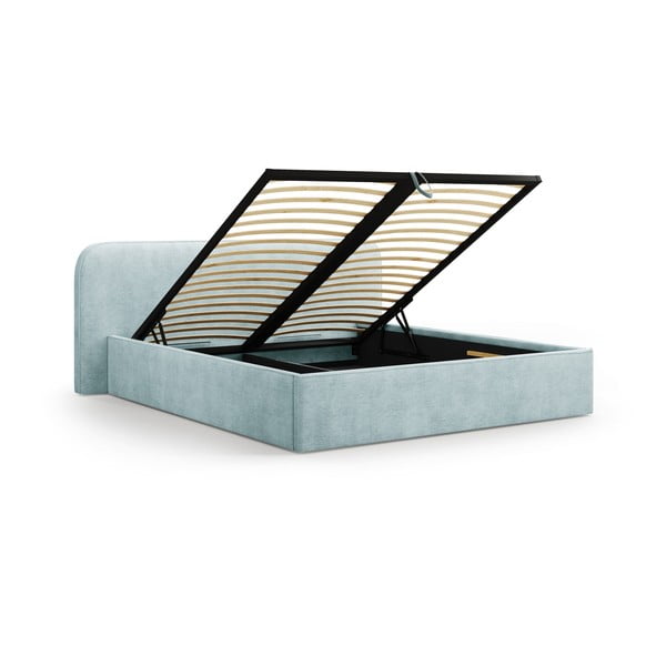 Mentoolivärvi polsterdatud kaheinimesevoodi koos panipaiga ja voodipõhjaga 160x200 cm Elizabeth - Micadoni-image-2