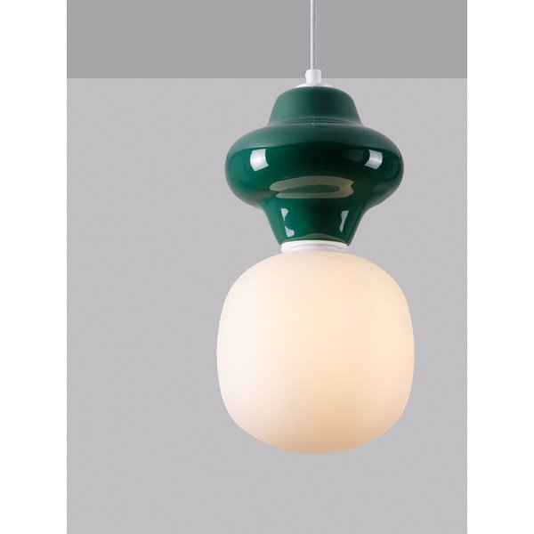 Valge/petroleenivärvi keraamiline rippvalgusti klaasist varjuga, ø 18 cm Clio - Nova Luce-image-1
