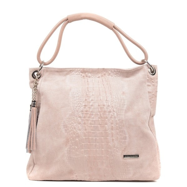 Růžová kožená kabelka Luisa Vannini Zunna