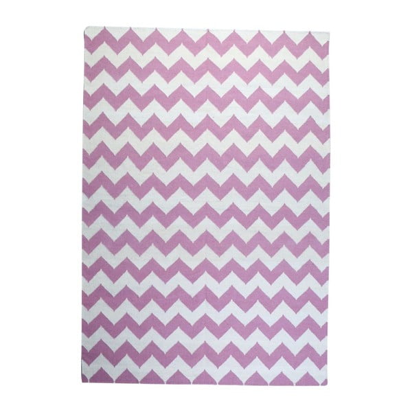 Vlněný koberec Geometry Zic Zac Pink & White, 160x230 cm