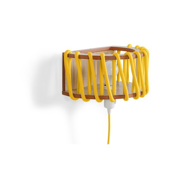 Kollane seinalamp puidust konstruktsiooniga , pikkus 30 cm Macaron - EMKO-image-3