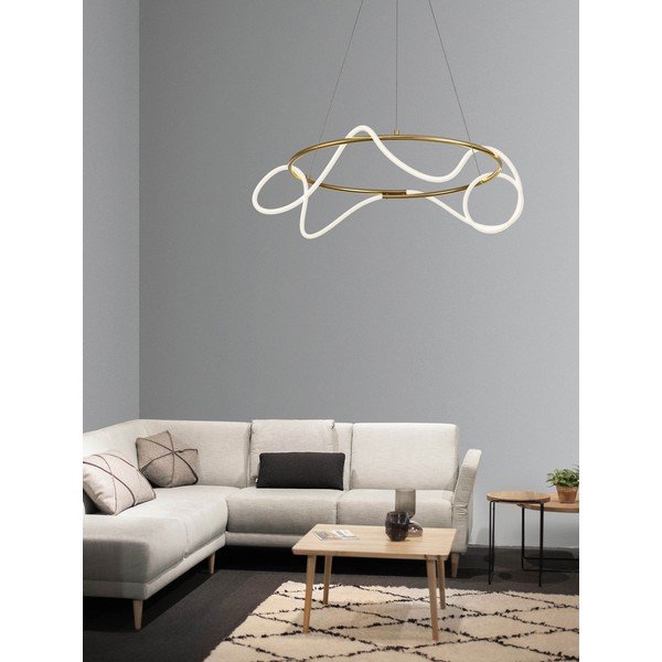 Alumiiniumist hämardatav LED-ripatslamp kuldses värvitoonis akrüülklaasist varjuga, läbimõõduga 70 cm Tiriac - Nova Luce-image-1