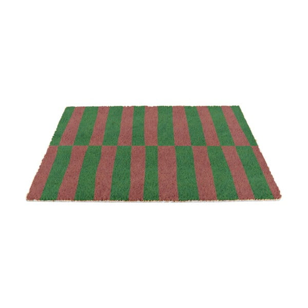 Kookoskiududest uksematt 40x60 cm Pink & Green Half Stripes - Artsy Doormats