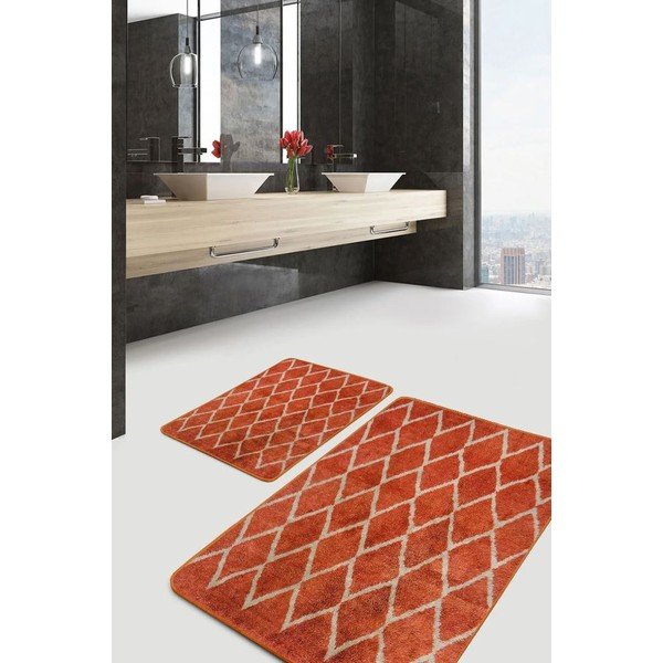 Terrakottapunased sametist vannitoamatid 2tk komplektis 60x100 cm - Mila Home-image-1
