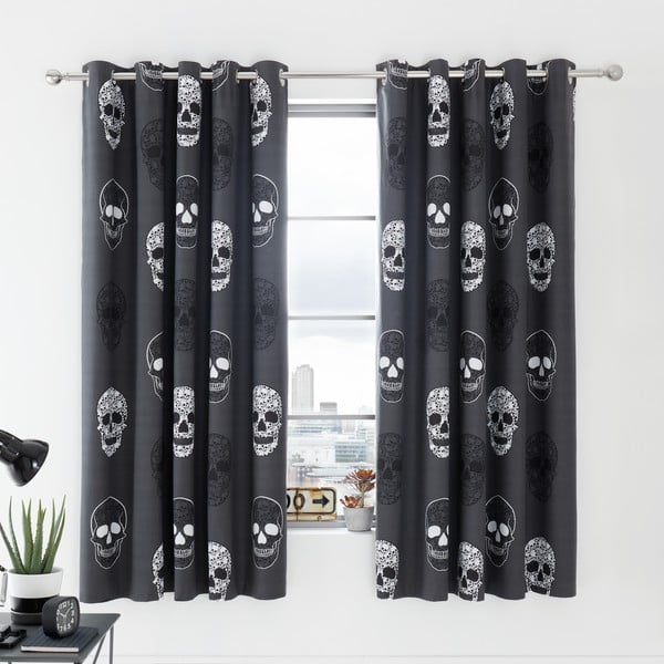 Tumehall laste kardin 2tk 168x183 cm Skulls - Catherine Lansfield