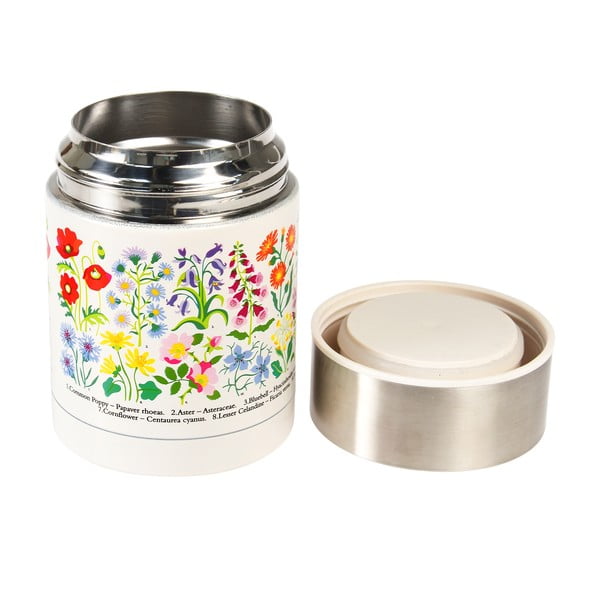 Kreem-hõbedane laste termos (toidule) 450 ml Wild Flowers - Rex London-image-1