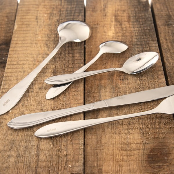 24-osaline hõbedane roostevabast terasest söögiriistade komplekt Satin - Orion-image-1