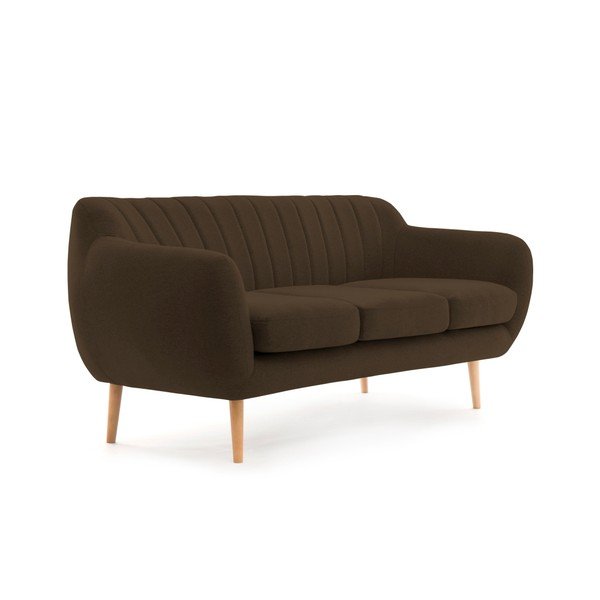 Tmavě hnědá pohovka se světlými nohami Vivonita Kennet, 163 cm