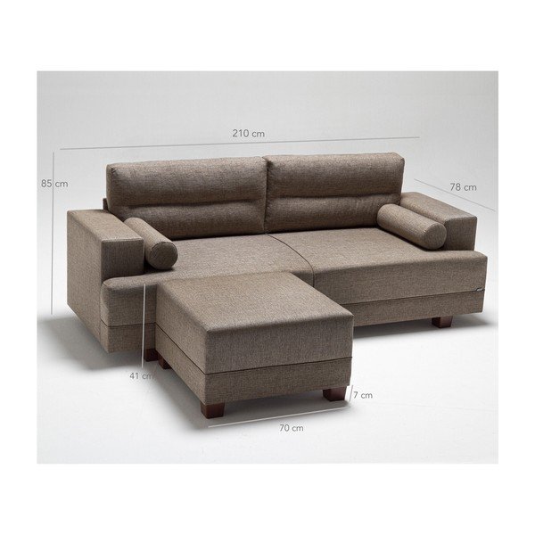 Hnědá pohovka s podnožkou Balcab Home Ivett-image-1