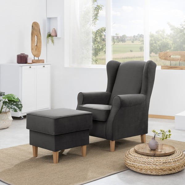 Antratsiitne sametist tugitool koos turvatooliga Lorris - Max Winzer-image-1