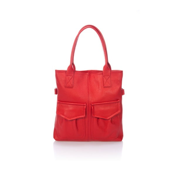 Červená kožená kabelka Lisa Minardi Miltonie