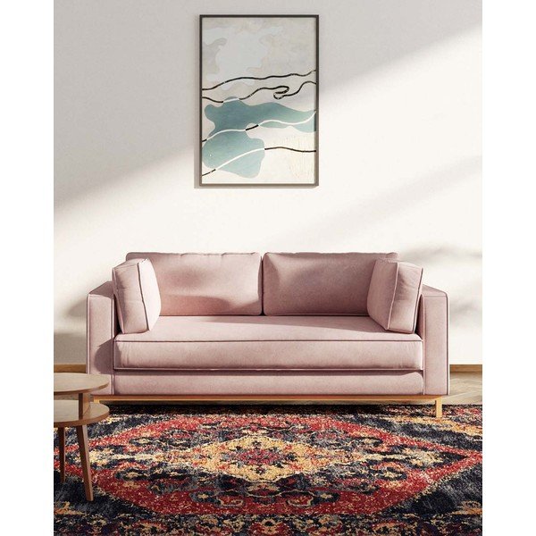 Heleroosa sametist diivan 192 cm Celerio - Ame Yens-image-3