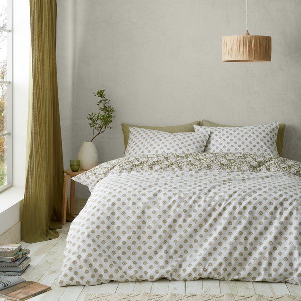 Roheline-valge voodipesu kaheinimesevoodile 200x200 cm Tangier - Pineapple Elephant-image-1