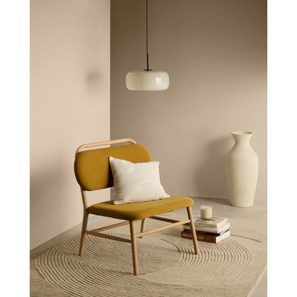 Sinepivärvi šenillist tugitool Helda - Kave Home-image-1