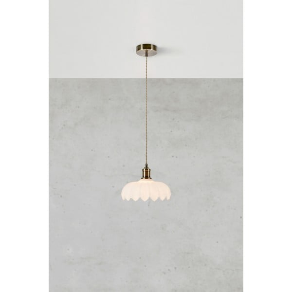 Valge-messingivärvi rippvalgusti klaasist varjuga ø 25,5 cm Kurage - Markslöjd-image-3