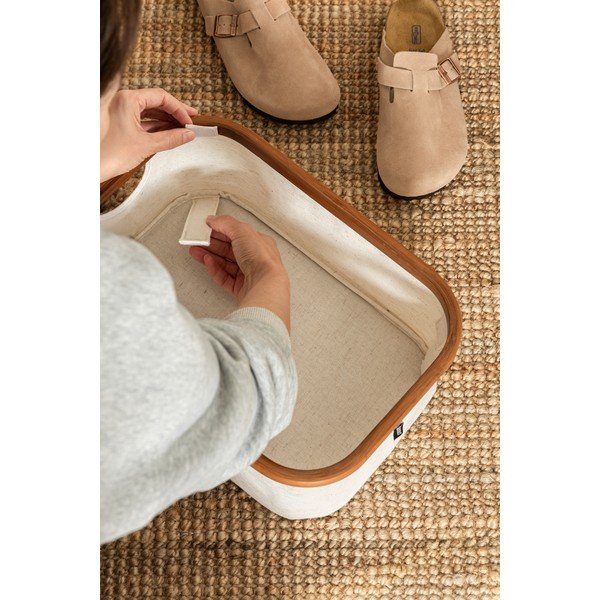 Kreem kangast hoiukast 38x26x16 cm Bamboo/Linen - Bigso-image-3