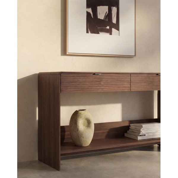 Tumeda naturaalse pähklipuust kummut 120x81x35 cm Norlen - Kave Home-image-1