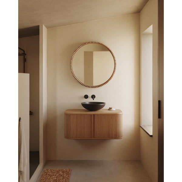 Puitraamiga seinapeegel ø 80 cm Polke - Kave Home-image-1