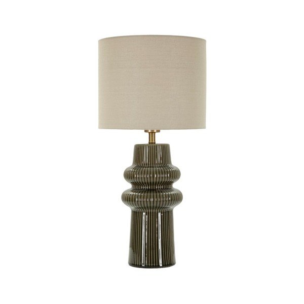 Khaki/kreemikas keraamiline laualamp tekstiilist varjuga (kõrgus 64,5 cm) Harmony - Mauro Ferretti