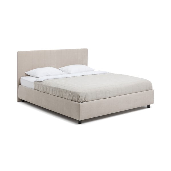 Beež polsterdatud kaheinimesevoodi koos voodipõhja ja panipaigaga 180x200cm Myra Slim Line - Bonami Selection