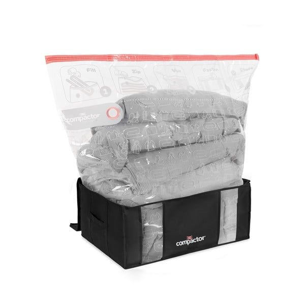 Vaakumtugevdatud kangast hoiukastid riietele 2tk komplektis 65x45x27 cm Black Edition – Compactor-image-1