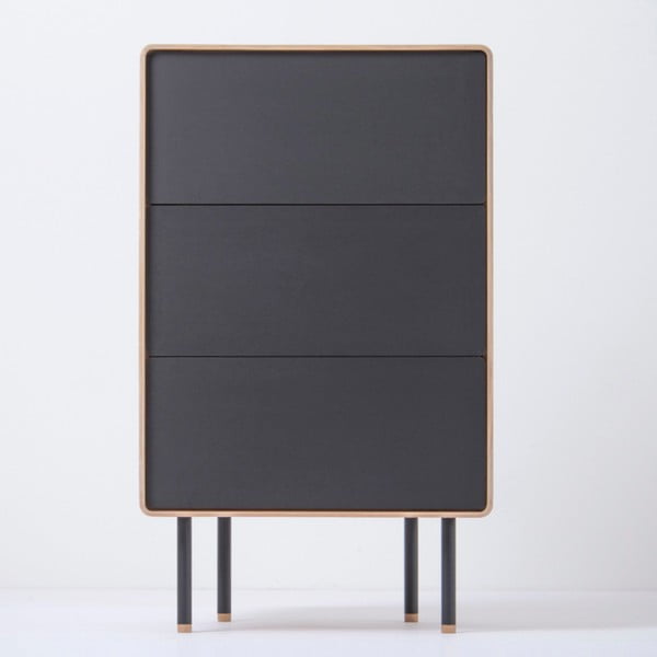 Must kõrge tammepuidust kummut 60x100 cm Fina - Gazzda-image-4