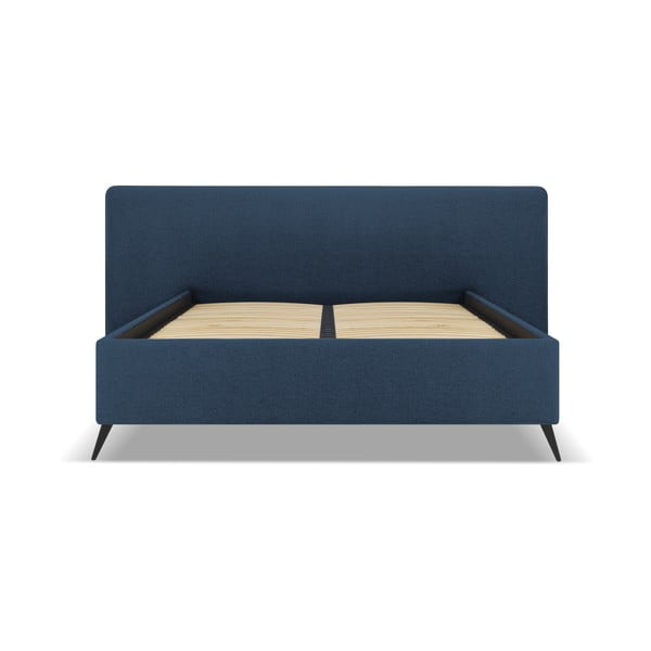 Tumesinine polsterdatud kaheinimesevoodi koos panipaiga ja voodipõhjaga 160x200 cm Walter - Milo Casa-image-1