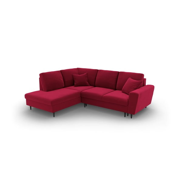 Punane sametist panipaigaga nurgadiivanvoodi (vasak nurk/"L"-kujuline) Kyoto - Cosmopolitan Design-image-1