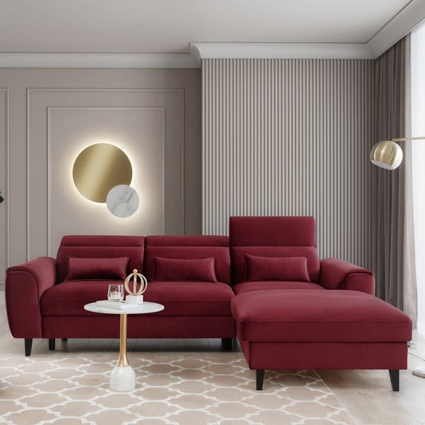 Punane sametist lahtikäiv/sahtliga nurgadiivan (parem nurk/lamamisosaga) Foble – ELTAP-image-1