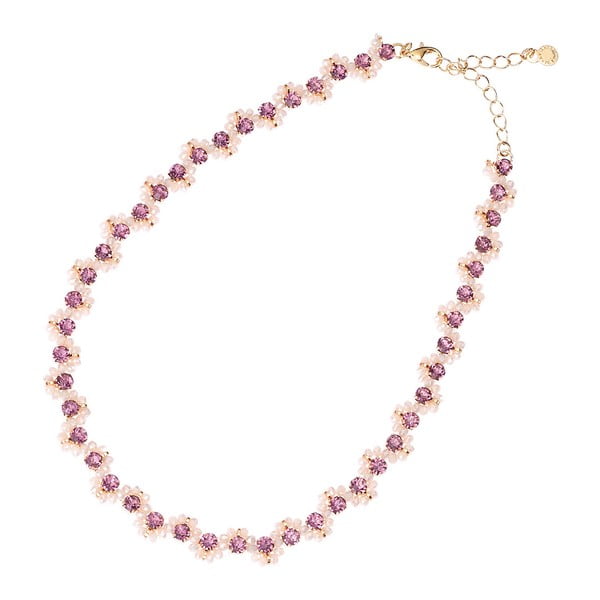 Pozlacený náhrdelník s růžovýmy krystaly Ottaviani Calypsó