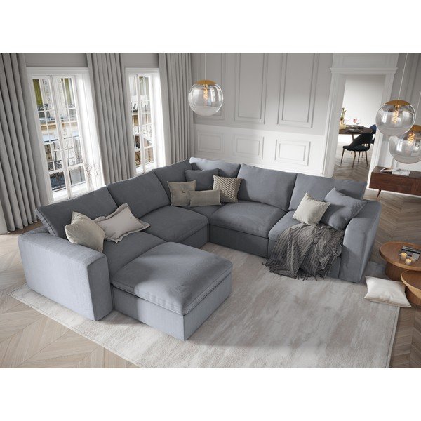 Šedá oboustranná rohová část modulární manšestrové pohovky Windsor & Co Sofas Galaxy-image-4
