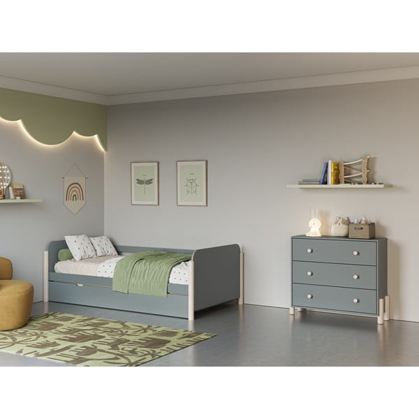 Hallikasroheline männipuidust laste kummut 90x80x40 cm Enola – Marckeric-image-1