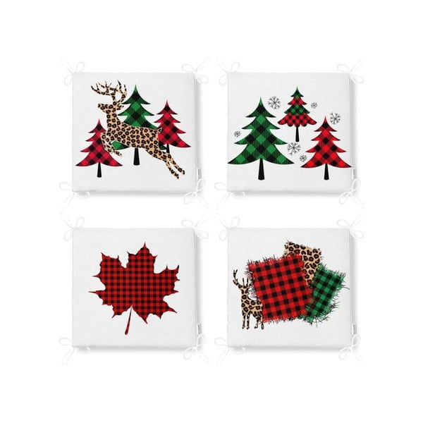 Jõulumotiiviga istmepadjad 4tk komplektis 40x40 cm Tartan - Mila Home