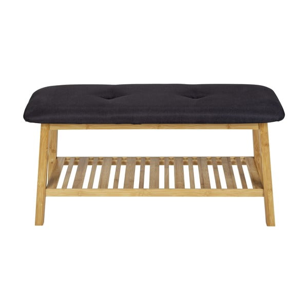 Must/füüsiline bambusest jalatsiriiul koos pingiga Ecori - Wenko-image-3