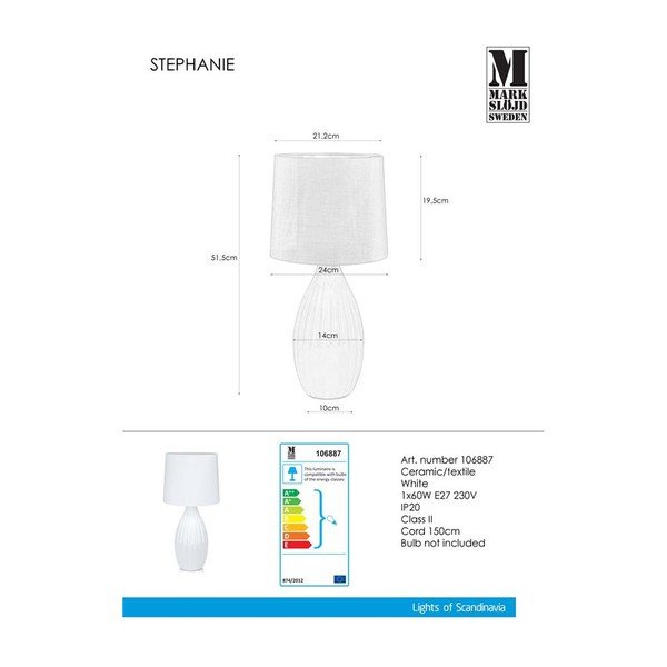 Valge laualamp, ø 24 cm Stephanie - Markslöjd-image-1