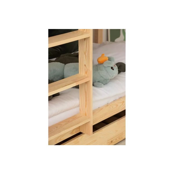 Puiduvärvi nari/väljatõmmatava osaga lastevoodi, koos voodipõhjaga ja hoiuruumiga 90x190 cm CLPBN – Adeko-image-2