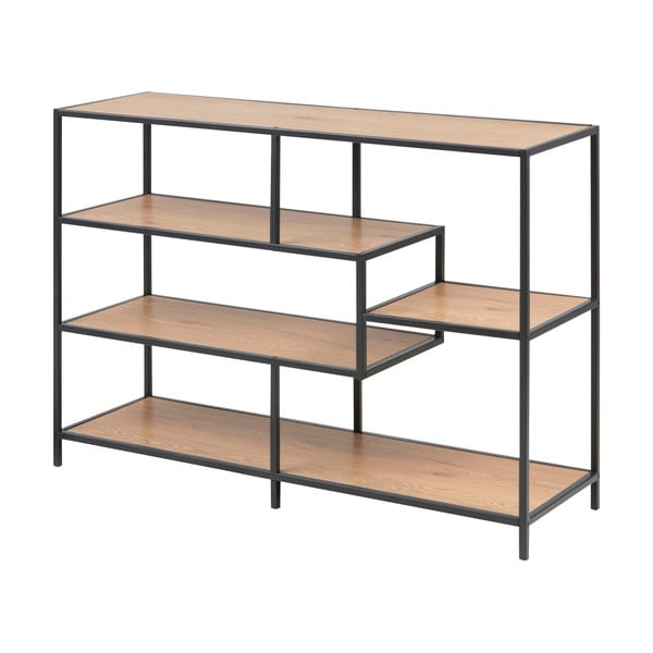 Must/loomulik tammepuust raamaturiiul 114x78 cm Seaford - Actona-image-2