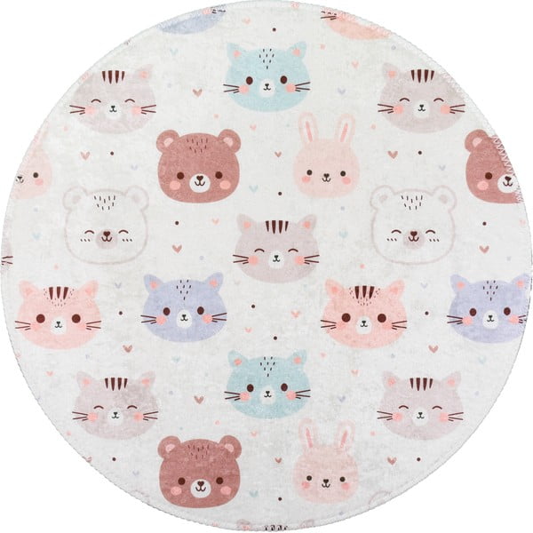 Elevandiluu värvi pestav laste vaip ø100 cm Cute Animals - Vitaus