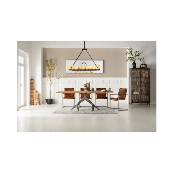 Hnědá kožená židle s područkami Kare Design Cantilever-image-4