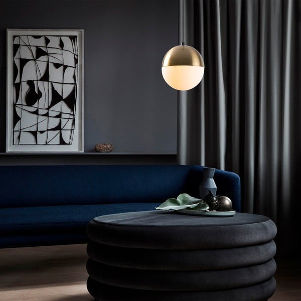 Valge-kuldne rippvalgusti klaasist varjuga ø 20 cm Bastos - Opviq lights-image-1