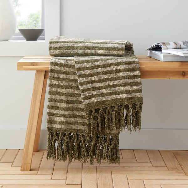 Roheline sametist tekk 130x170 cm Stripe Chenille - Catherine Lansfield