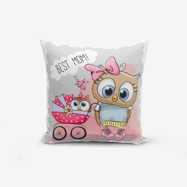 Best Mom Owl padjapüürileht puuvillaseguga, 45 x 45 cm - Minimalist Cushion Covers