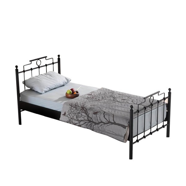 Must metallist üheinimesevoodi koos voodipõhjaga  90x200 cm Hatkus - Kalune Design-image-2